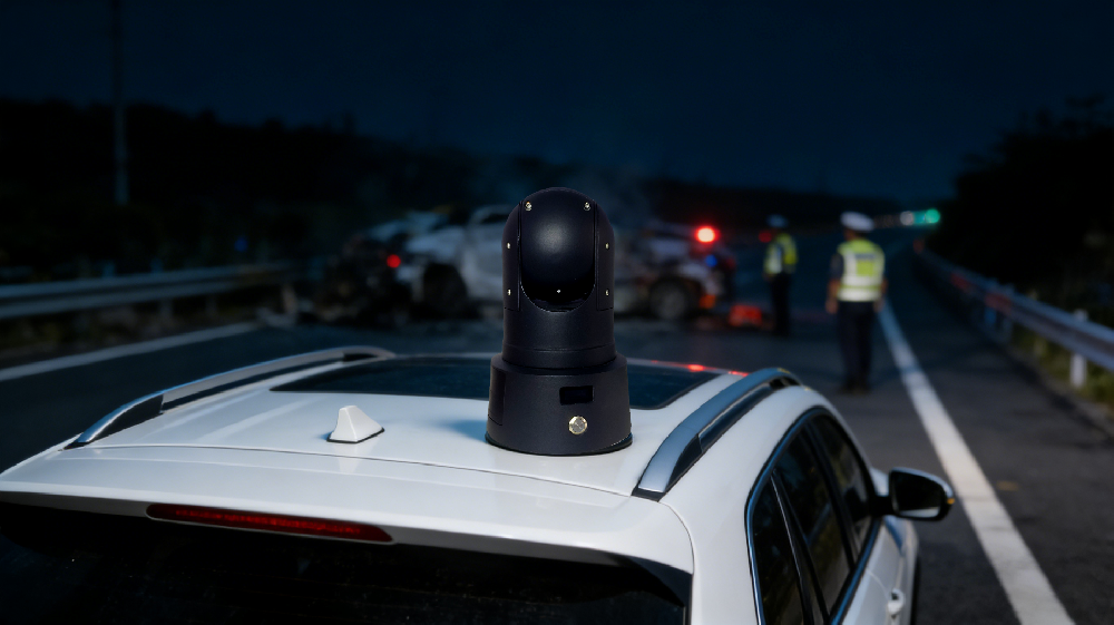 交警新装备曝光：车顶上的'黑球'，不用接线就能直播现场